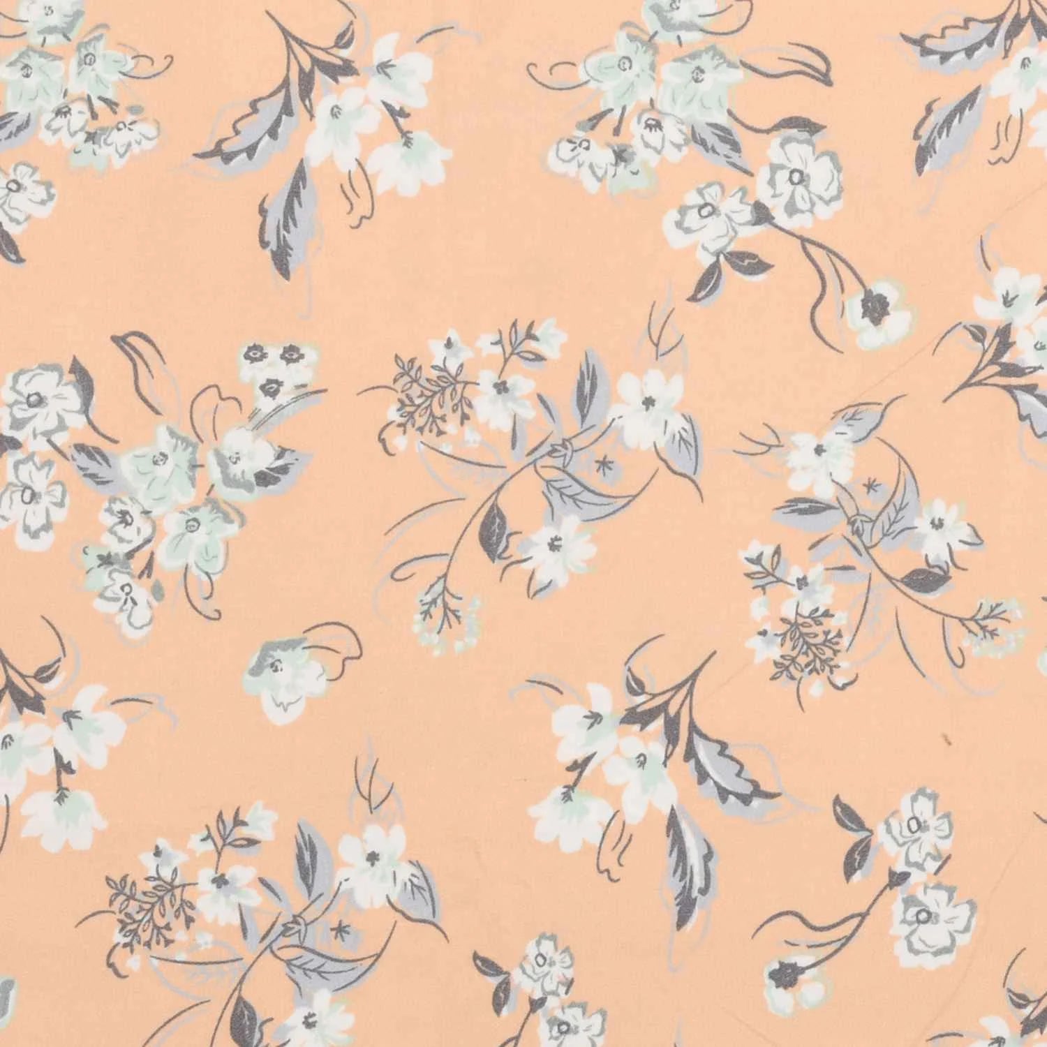 Dream Weaverz Cotton Super King Flat 220 TC Floral 1 Bedsheet with 2 Pillow Covers (Peach-Grey)