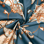 Dream Weaverz Polycotton King Fitted (Elastic) 260 TC Floral 1 Bedsheet with 2 Pillow Covers (Dark Green -Beige)