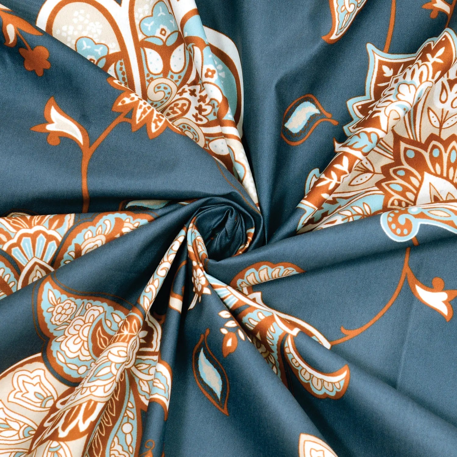 Dream Weaverz Polycotton King Fitted (Elastic) 260 TC Floral 1 Bedsheet with 2 Pillow Covers (Dark Green -Beige)