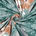 Dream Weaverz Polycotton King Fitted (Elastic) 260 TC Floral 1 Bedsheet (Green-Brown)