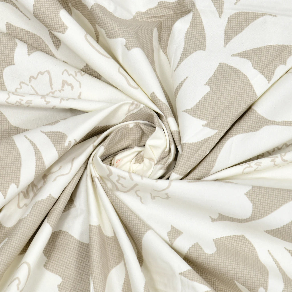 Dream Weaverz Polycotton King Fitted (Elastic) 260 TC Floral 1 Bedsheet (Beige-White)