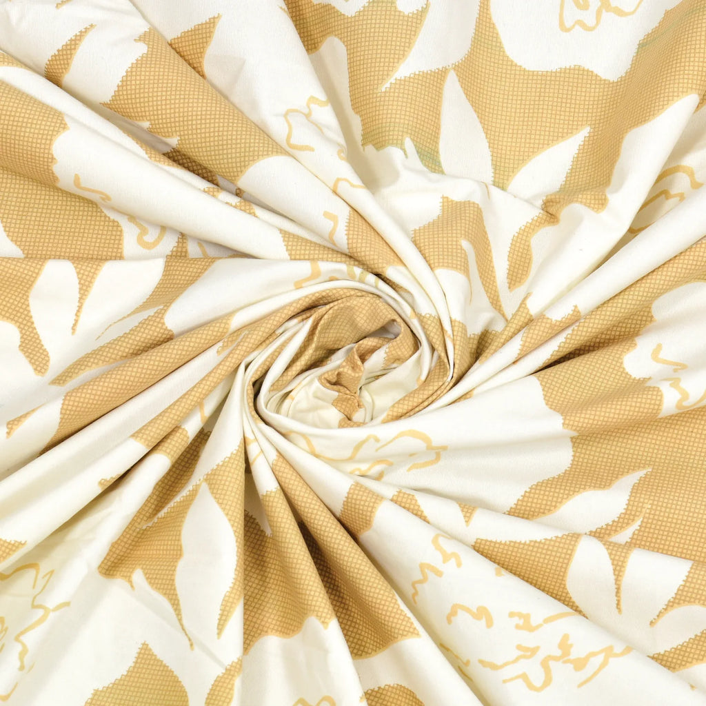Dream Weaverz Polycotton King Fitted (Elastic) 260 TC Floral 1 Bedsheet (Yellow)