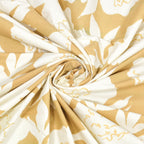 Dream Weaverz Polycotton King Fitted (Elastic) 260 TC Floral 1 Bedsheet (Yellow)