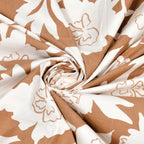 Dream Weaverz Polycotton King Fitted (Elastic) 260 TC Floral 1 Bedsheet (Brown-White)