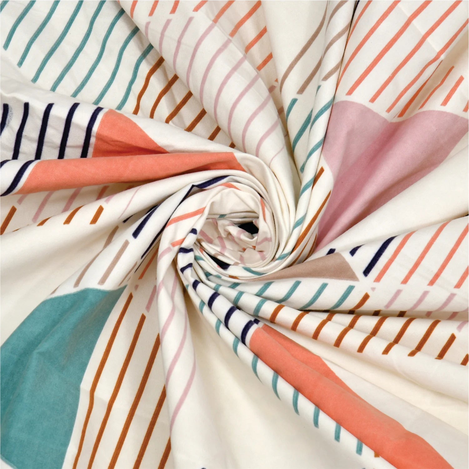 Dream Weaverz Polycotton Double Fitted (Elastic) 260 TC Abstract 1 Bedsheet with 2 Pillow Covers (Multicolor)