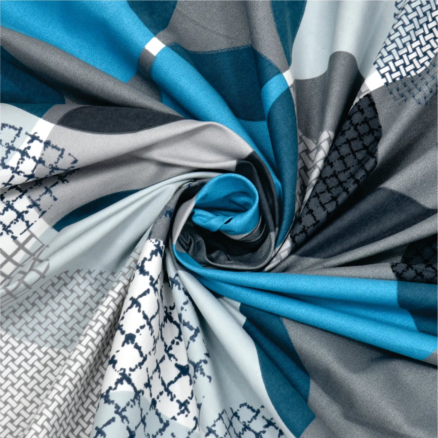 Dream Weaverz Polycotton Double Fitted (Elastic) 260 TC Abstract 1 Bedsheet with 2 Pillow Covers (Grey)