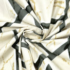 Dream Weaverz Polycotton King Fitted (Elastic) 260 TC Abstract 1 Bedsheet with 2 Pillow Covers (Cream-Green)