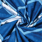 Dream Weaverz Polycotton King Fitted (Elastic) 260 TC Abstract 1 Bedsheet with 2 Pillow Covers (Blue-White)