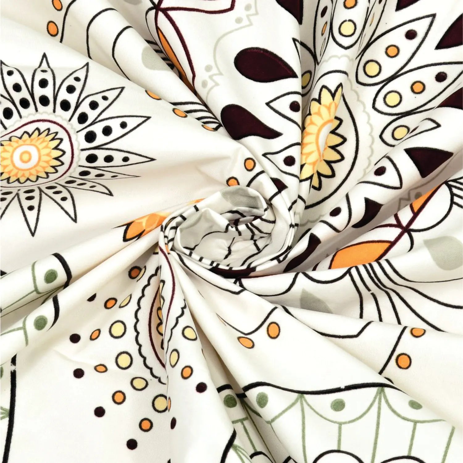Dream Weaverz Polycotton King Fitted (Elastic) 260 TC Abstract 1 Bedsheet with 2 Pillow Covers (Off white)