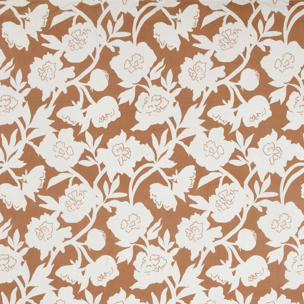Dream Weaverz Polycotton King Fitted (Elastic) 260 TC Floral 1 Bedsheet (Brown-White)
