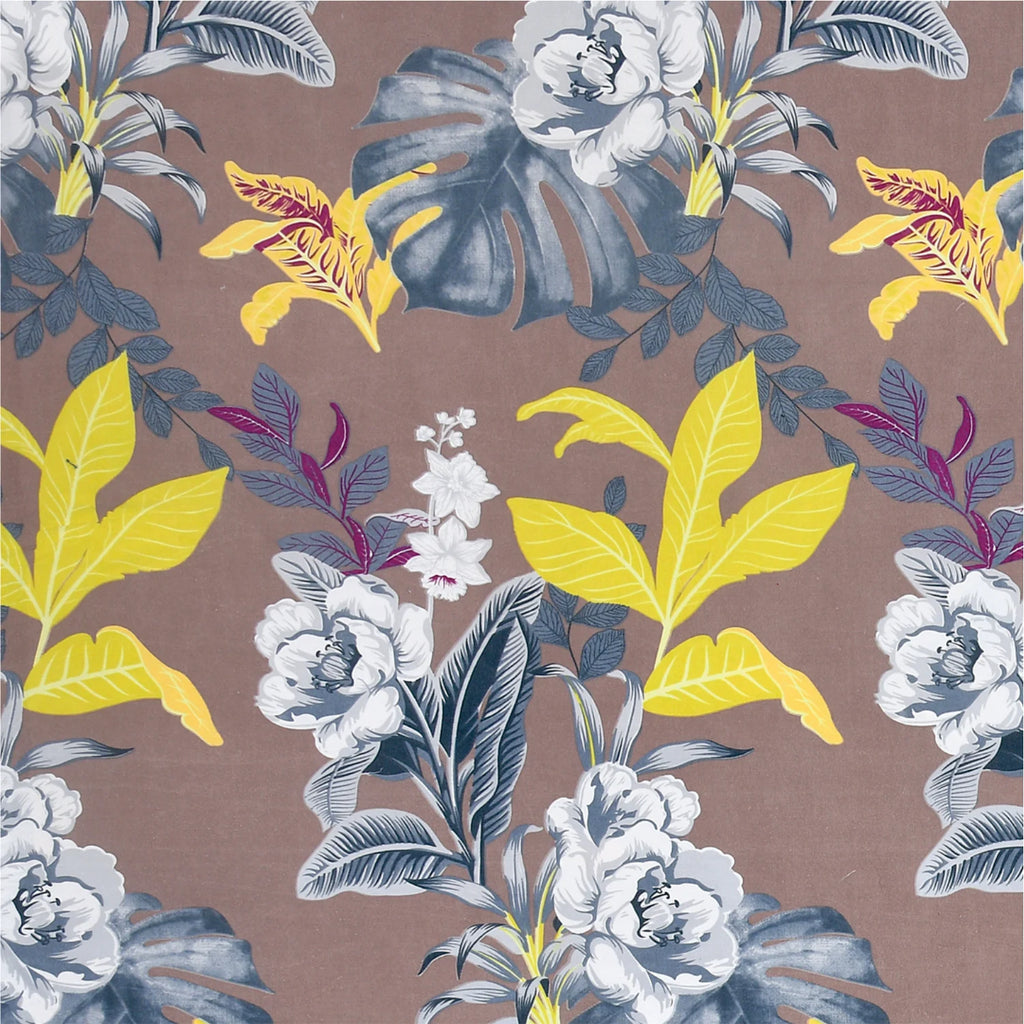 Dream Weaverz Polycotton Double Fitted (Elastic) 260 TC Floral 1 Bedsheet with 2 Pillow Covers (Brown)