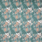 Dream Weaverz Polycotton King Fitted (Elastic) 260 TC Floral 1 Bedsheet (Green-Brown)