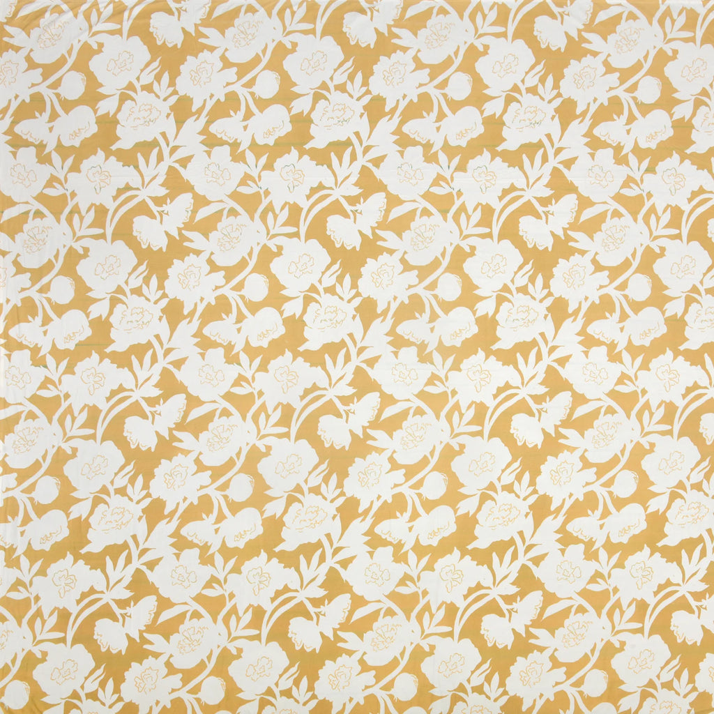 Dream Weaverz Polycotton King Fitted (Elastic) 260 TC Floral 1 Bedsheet (Yellow)