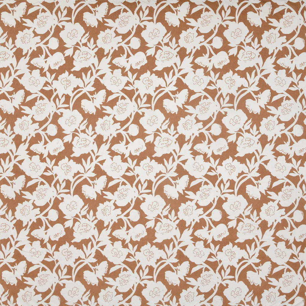 Dream Weaverz Polycotton King Fitted (Elastic) 260 TC Floral 1 Bedsheet (Brown-White)