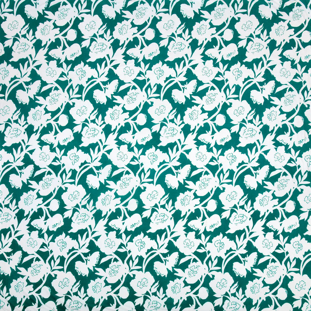 Dream Weaverz Polycotton King Fitted (Elastic) 260 TC Floral 1 Bedsheet (Green-White)
