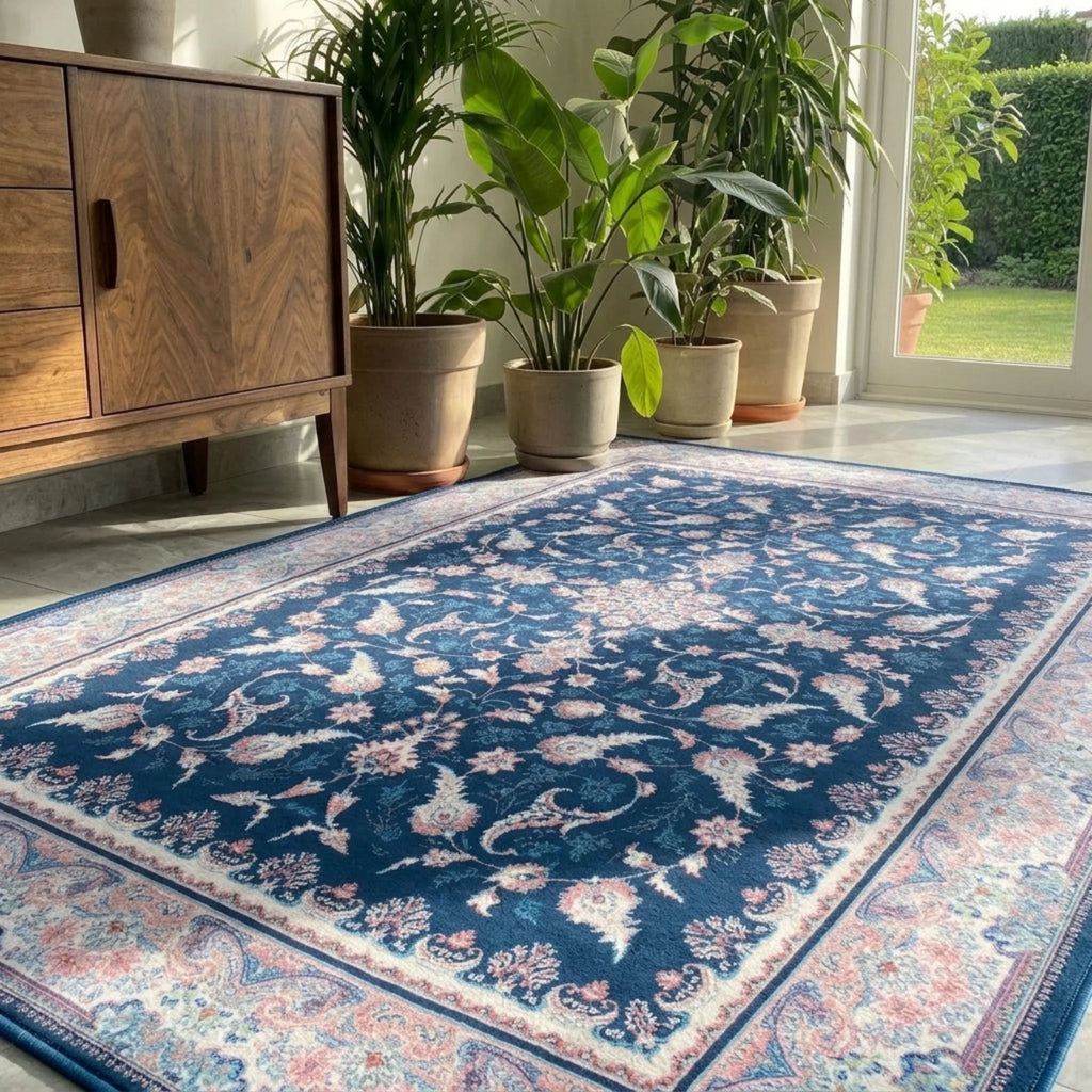 Dream Weaverz 121.92 cm  X 182.88 cm Silk Carpet (Rectangle, Blue)
