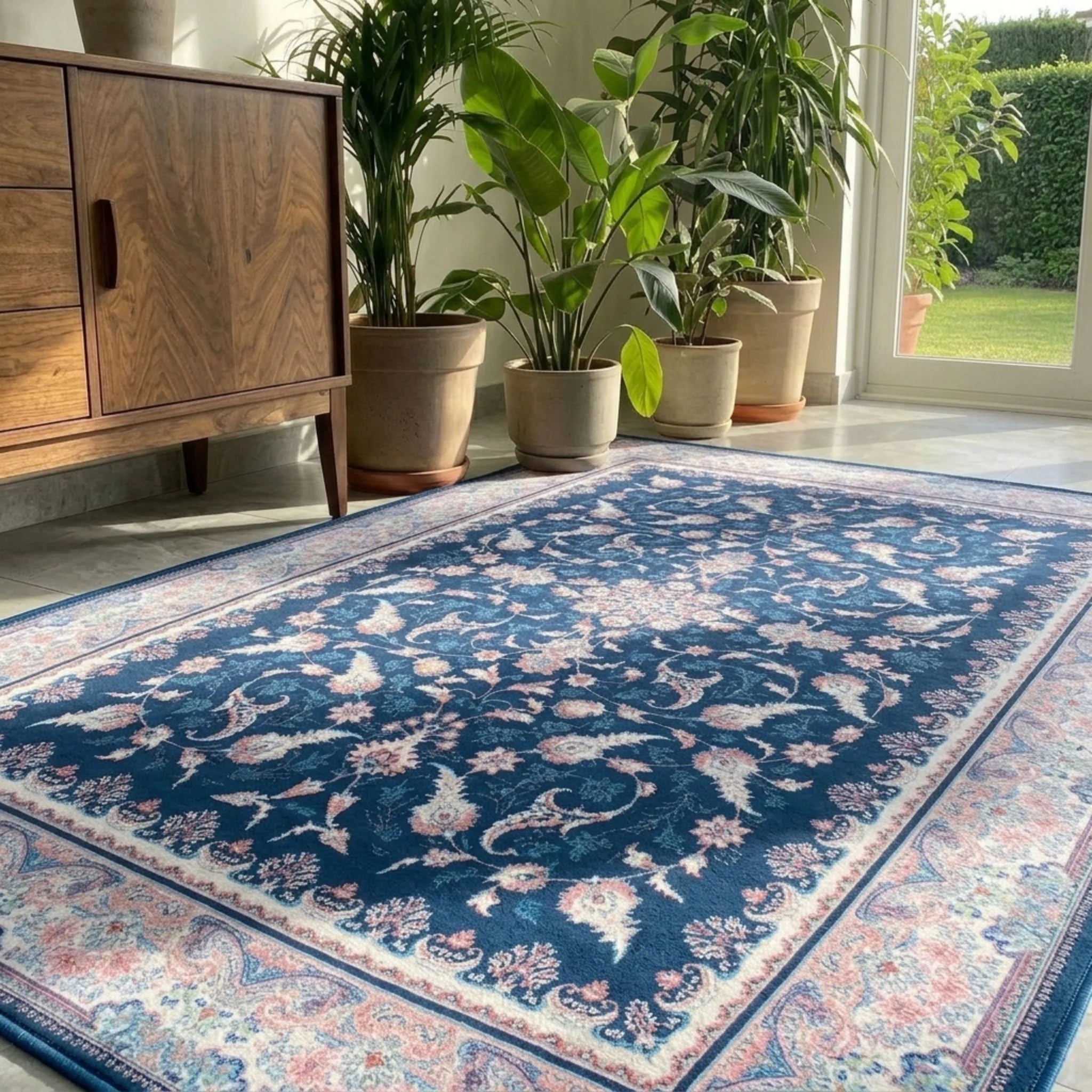 Dream Weaverz 121.92 cm  X 182.88 cm Silk Carpet (Rectangle, Blue)