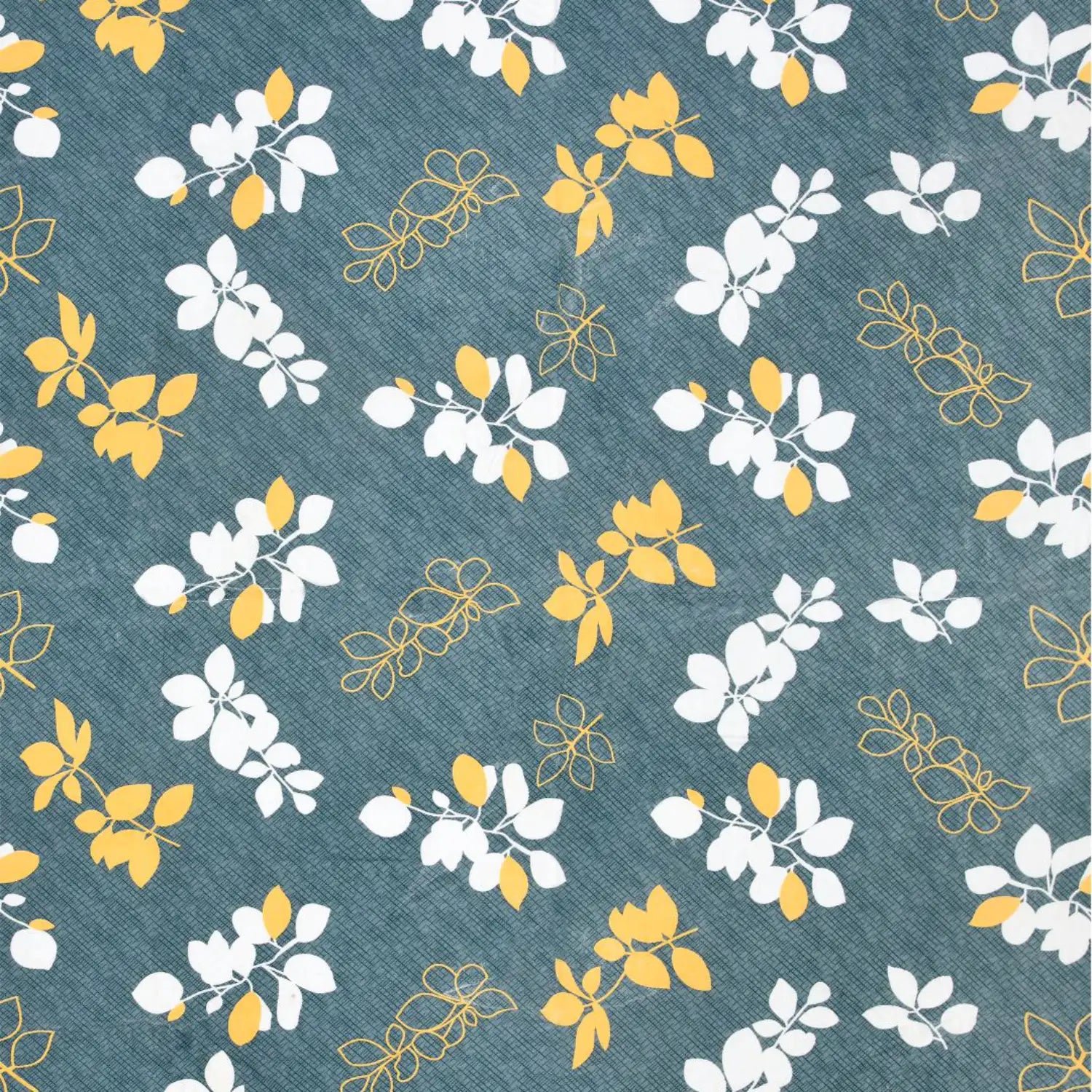 Dream Weaverz Polycotton King Fitted (Elastic) 260 TC Floral 1 Bedsheet with 2 Pillow Covers (Dark Green-White)