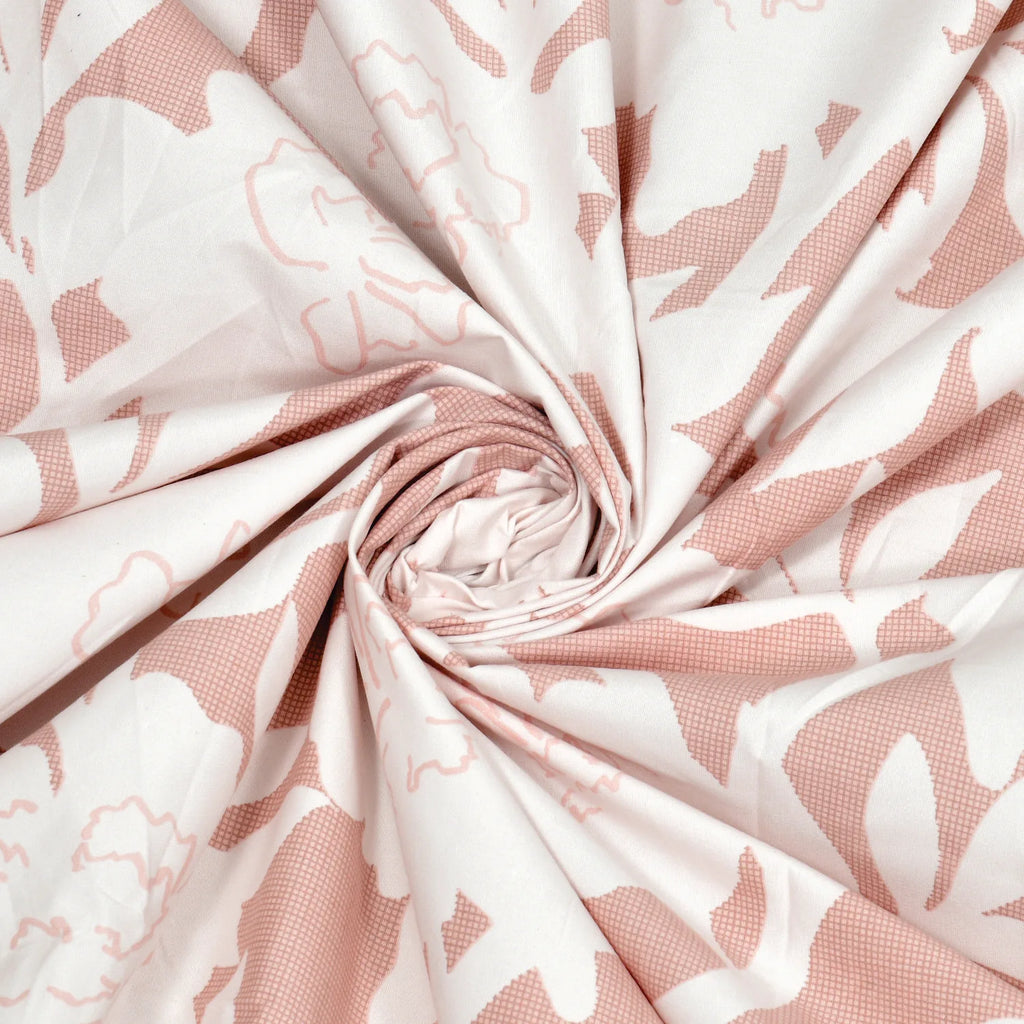 Dream Weaverz Polycotton King Fitted (Elastic) 260 TC Floral 1 Bedsheet (Peach-White)