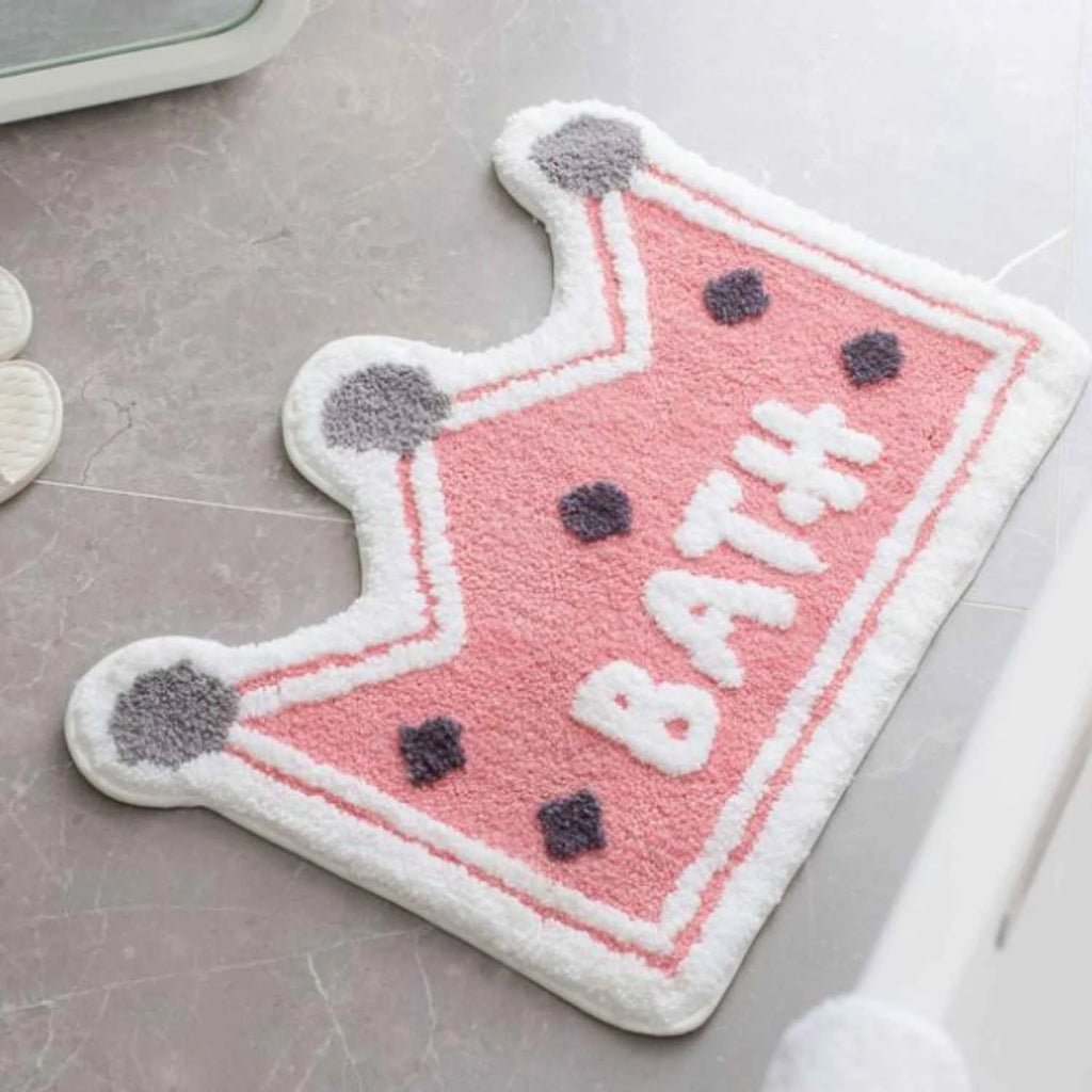 Dream Weaverz Microfiber Bathroom Mat (Pink-white, Free)