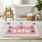 Dream Weaverz Microfiber Bathroom Mat (Pink-white, Free)