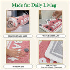 Dream Weaverz Microfiber Bathroom Mat (Pink-white, Free)