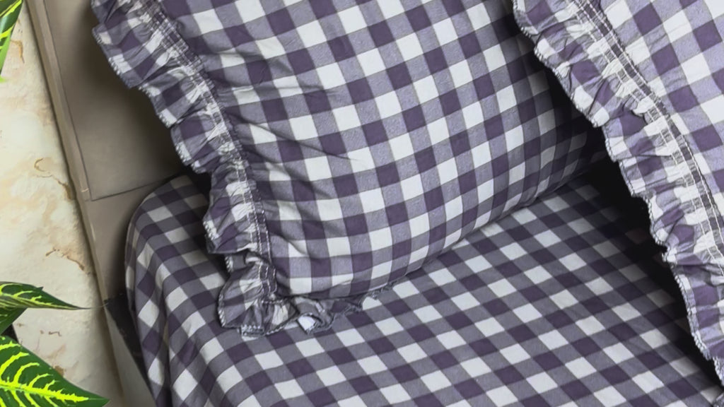 Dream Weaverz Home Polycotton (Flat) 260TC DoubleSIZE BEDSHEET(Ink Blue Check)