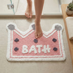 Dream Weaverz Microfiber Bathroom Mat (Pink-white, Free)